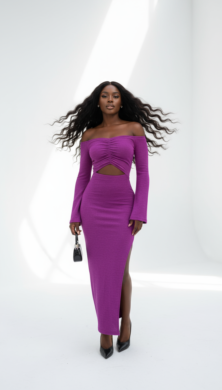 Flared Sleeves Off Shoulder Maxi Dress