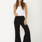 drawstring ruffle wide leg pants