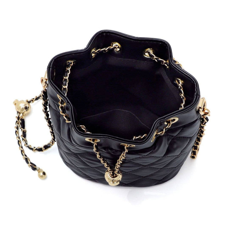 Black Cushion Quilted Gold Chain Adjustable Crossbody Bag