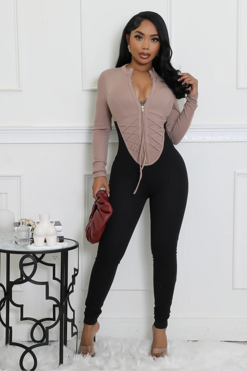 Classic Contrast Fitted Jumpsuit