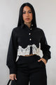 Black Lace Hem Top