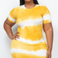 PLUS Size Stripe Tie-Dye Printed Midi Dress