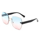 Oversize Square Geometric Rimless Sunglasses