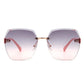 Oversize Square Geometric Rimless Sunglasses