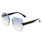 Oversize Square Geometric Rimless Sunglasses