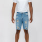 Distressed Stretch Denim Shorts