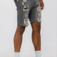 Distressed Stretch Denim Shorts