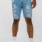 Distressed Stretch Denim Shorts