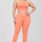 Plus Size Crop Tank Top & Ruched Pants Set