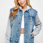 Women's Denim  Jacket with Fleece Hoodies