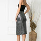 High Waist Sequin Skirt