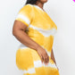 PLUS Size Stripe Tie-Dye Printed Midi Dress