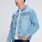 Men's Denim Jacket with Distressed