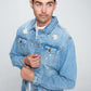 Men's Denim Jacket with Distressed