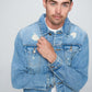 Men's Denim Jacket with Distressed