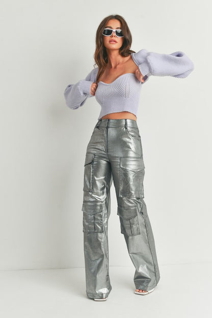 Metallic Cargo Pants