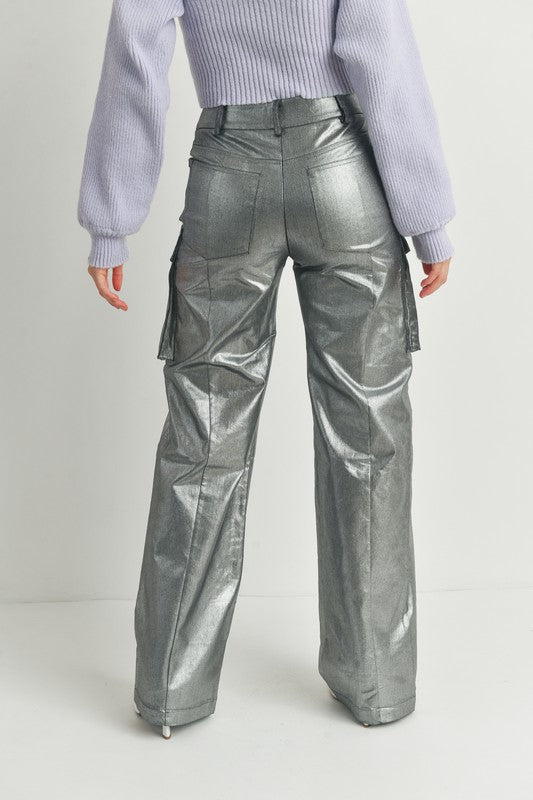 Metallic Cargo Pants