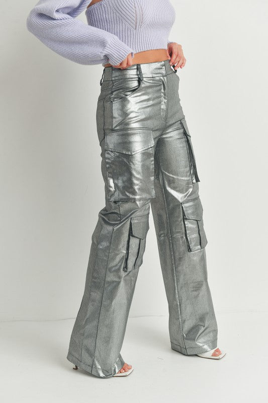 Metallic Cargo Pants