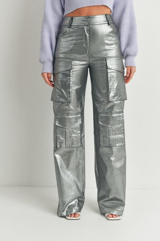 Metallic Cargo Pants