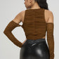 High Leg Cut Ruched Mesh Bodysuit.