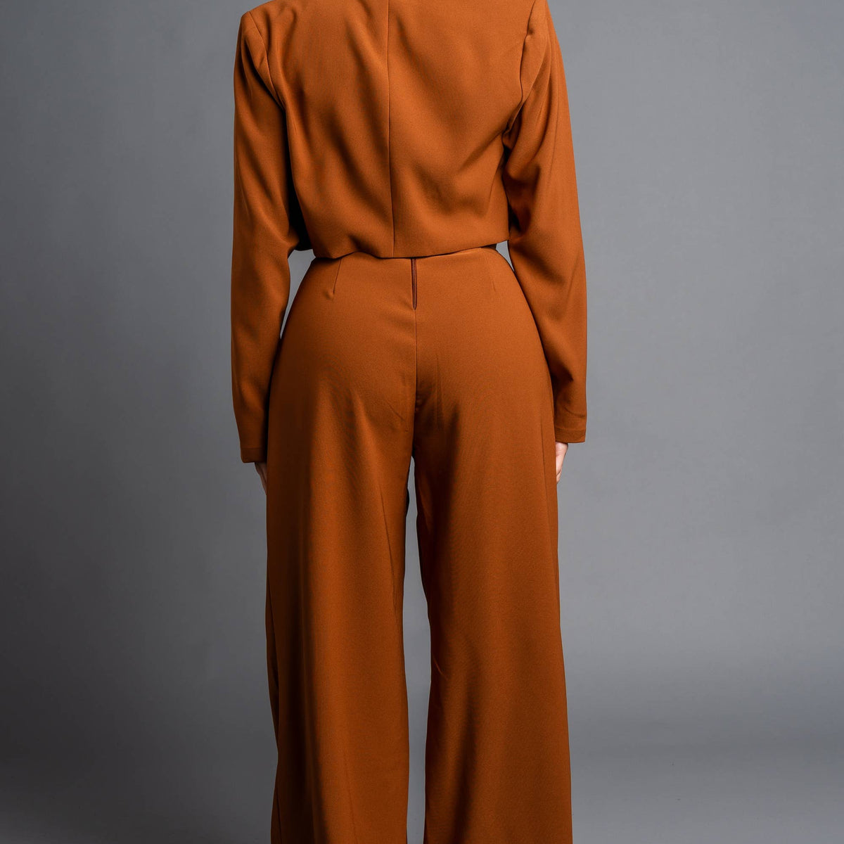 Twill Cropped Blazer & Jumpsuit Set
