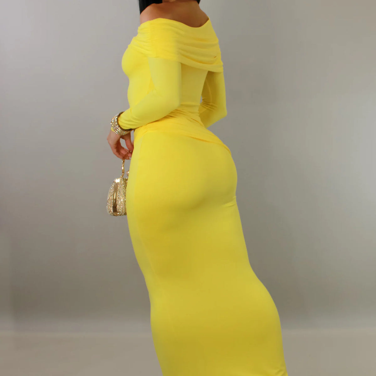 Off Shoulder Fitted Maxi