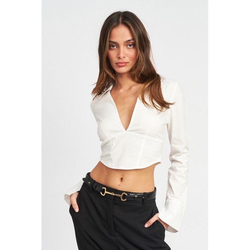 DEEP V NECK CROPPED TOP