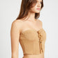 FRENCH TERRY STRAPLESS BUSTIER TOP