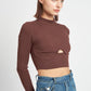 MOCK NECK CROP TOP WITH CUT OUT