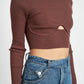 MOCK NECK CROP TOP WITH CUT OUT