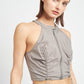 ZIP FRONT HALTER NECK CROPPED TOP