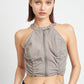 ZIP FRONT HALTER NECK CROPPED TOP