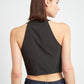 ZIP FRONT HALTER NECK CROPPED TOP