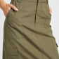 RUCHED MIDI CARGO SKIRT