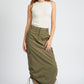 RUCHED MIDI CARGO SKIRT