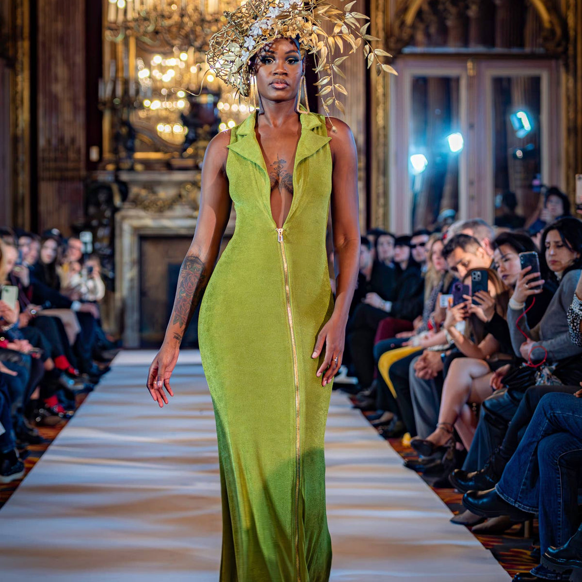 Olive Deep V Neck Maxi