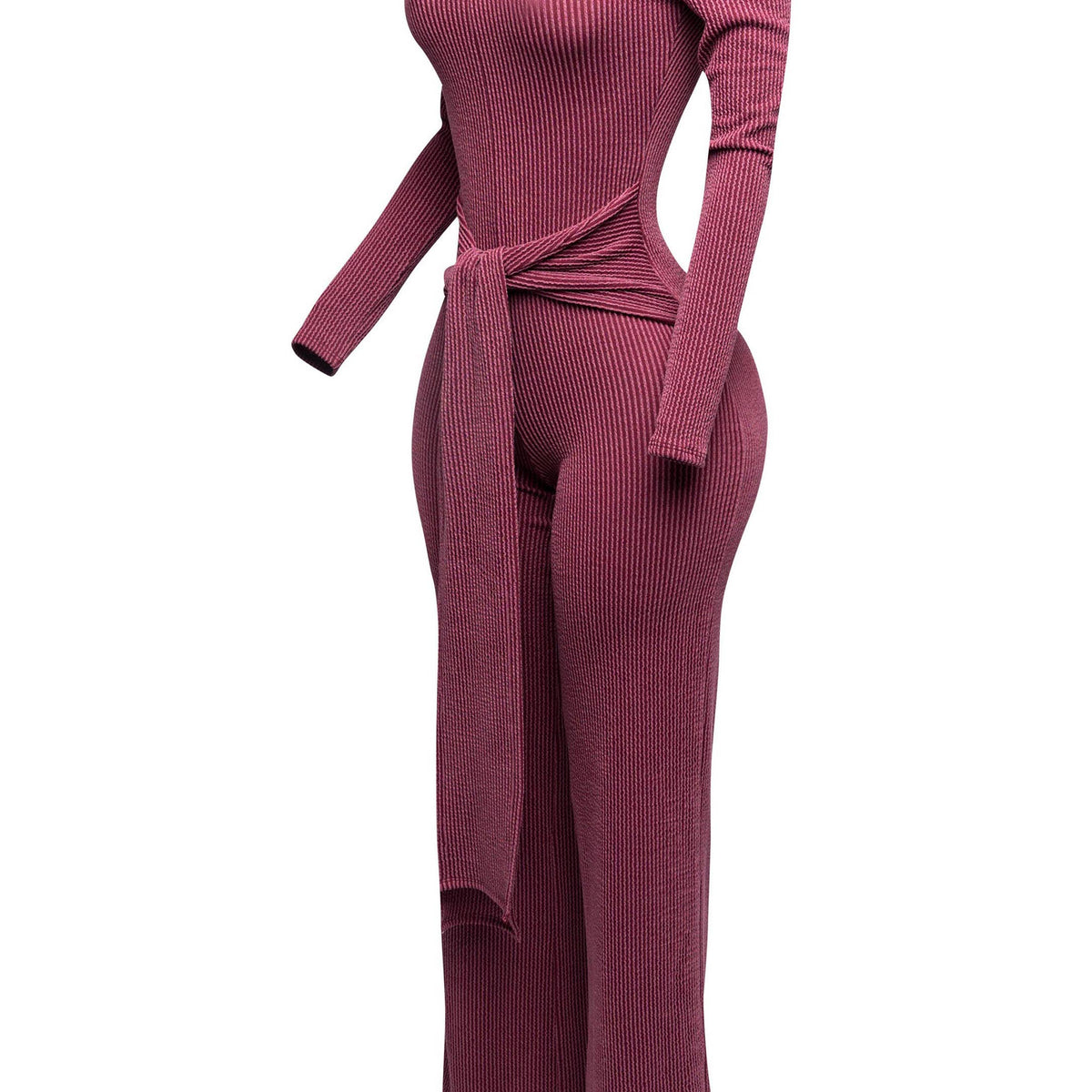 Front Tie Ribbed Jumpsuit