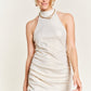 FOGGY FOIL OVERLAP SHIRRED DRESS