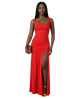 Ruched Maxi Dress with Thigh-High Slit