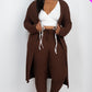 Plus Size Ribbed Long Cardigan & Leggings Set