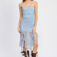 LACE TUBE DRESS WTIH RUFFLE DETAIL