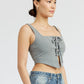 SQUARE NECK TOP WITH LACE UP FRONT