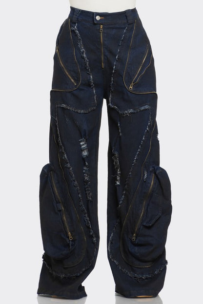 Urban Nomad Distressed Cargo Jeans