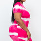 PLUS Size Stripe Tie-Dye Printed Midi Dress