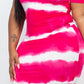 PLUS Size Stripe Tie-Dye Printed Midi Dress