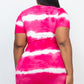 PLUS Size Stripe Tie-Dye Printed Midi Dress