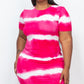 PLUS Size Stripe Tie-Dye Printed Midi Dress