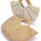 Wooden Handle Metallic Straw Basket Tote