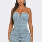 Frayed Edge Denim Corset Romper