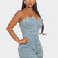 Frayed Edge Denim Corset Romper